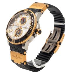 Ulysse Nardin Silver Maxi Marine Diver Titanium & Rose Gold Men's Watch 45MM