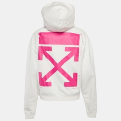 Pre Owned Off-White White Simpson Embroidered Cotton Knit Hoodie XL