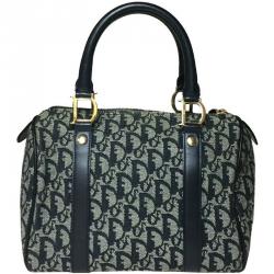 Pre Owned Dior Navy Diorissimo Trotter Small Boston Bag