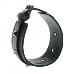 Valentino Large Rockstud Bi Color Leather Gunmetal Tone Cuff Bracelet 