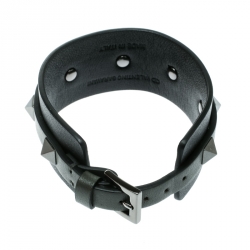 Valentino Large Rockstud Bi Color Leather Gunmetal Tone Cuff Bracelet 