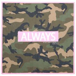 Valentino Army/Soft Pink Camouflage Printed Cotton Bandana Scarf
