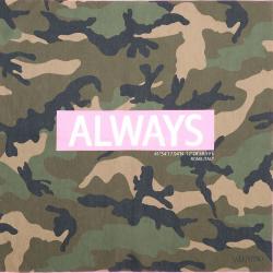 Valentino Army/Soft Pink Camouflage Printed Cotton Bandana Scarf