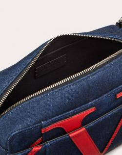 Pre Owned Valentino Blue Denim VLOGO Belt Bag