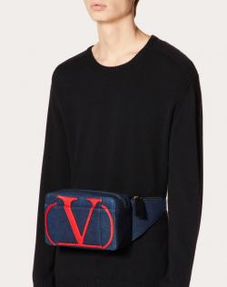 Pre Owned Valentino Blue Denim VLOGO Belt Bag