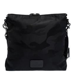 Valentino Black Nylon Camouflage Messenger Bag