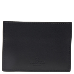 Pre Owned Valentino Black Leather VLTN Card Holder