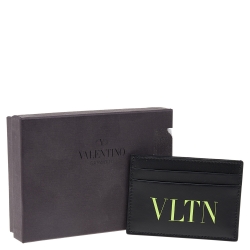 Pre Owned Valentino Black Leather VLTN Card Holder