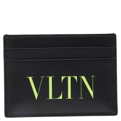 Pre Owned Valentino Black Leather VLTN Card Holder