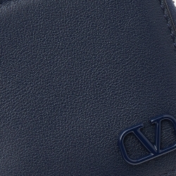 Pre Owned Valentino Blue Leather VLogo Signature Coin Card Case