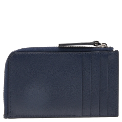 Pre Owned Valentino Blue Leather VLogo Signature Coin Card Case