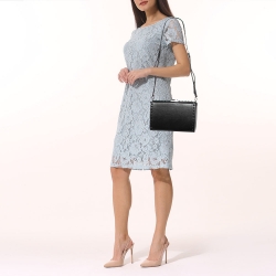 Pre Owned Valentino Black Leather Rockstud Alcove Clutch Shoulder Bag