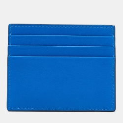 مملوكة مسبقًا Valentino Blue Leather VLOGO Card Holder