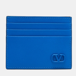 مملوكة مسبقًا Valentino Blue Leather VLOGO Card Holder