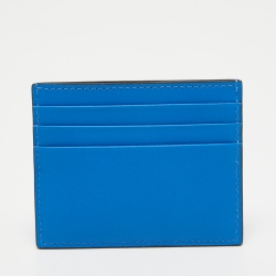 Pre Owned Valentino Blue Leather Vlogo Card Holder 
