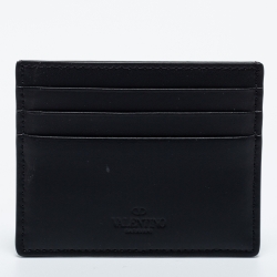 Valentino Black Leather VLTN Logo Card Holder