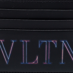 Valentino Black Leather VLTN Logo Card Holder