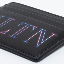 Valentino Black Leather VLTN Logo Card Holder