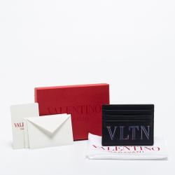 Valentino Black Leather VLTN Logo Card Holder