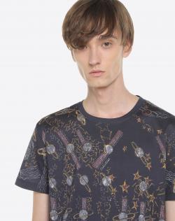 Pre Owned Valentino Cosmo Zandra Lunar Punk Printed Cotton Crew Neck T-Shirt XL