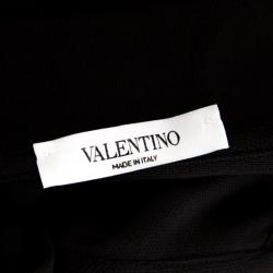 Pre Owned Valentino Black Stripe Cotton Polo T-Shirt L