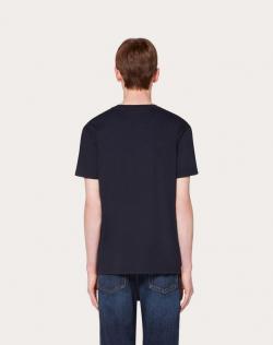 Pre Owned Valentino Dark Blue Cotton Go Tiger Embroidered Crew Neck T Shirt S