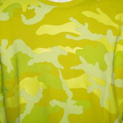 Valentino Neon Yellow Camouflage Print Jersey Crew Neck Sweatshirt S