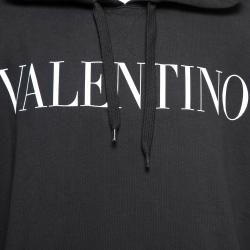 مملوكة مسبقًا Valentino Black Cotton Logo Printed Oversized Hoodie M