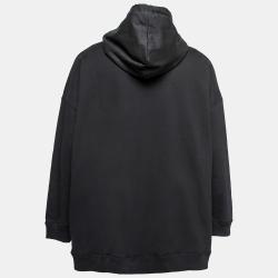 مملوكة مسبقًا Valentino Black Cotton Logo Printed Oversized Hoodie M