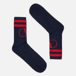 Navy/ Cotton Vlogo Socks