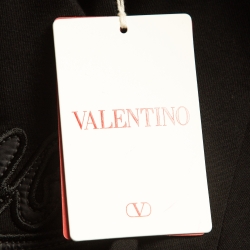 Pre Owned Valentino Black Logo Applique Cotton Crew Neck T-Shirt XXL
