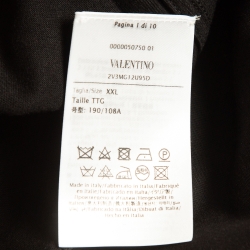 Pre Owned Valentino Black Logo Applique Cotton Crew Neck T-Shirt XXL