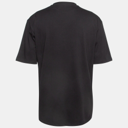 Pre Owned Valentino Black Logo Applique Cotton Crew Neck T-Shirt XXL