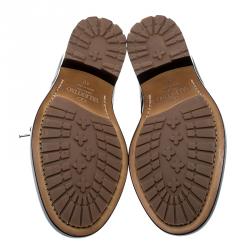 Pre Owned Valentino Black Leather Lace Up Derby Size 40