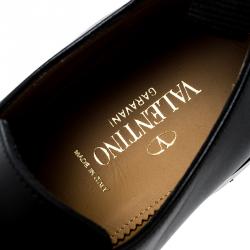 Pre Owned Valentino Black Leather Lace Up Derby Size 40