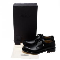 Pre Owned Valentino Black Leather Lace Up Derby Size 40