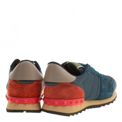 Pre Owned Valentino Multicolor Mesh/Leather and Suede Rockrunner Sneakers Size 40