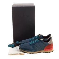 Pre Owned Valentino Multicolor Mesh/Leather and Suede Rockrunner Sneakers Size 40