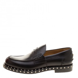 Valentino Black Leather Soul Rockstud Penny Loafers Size 40