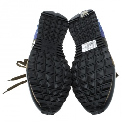 Pre Owned حذاء رياضي فالنتينو روكرانر سويدي وجلد مموه كاموفلاج ثلاثية اللون مقاس 43