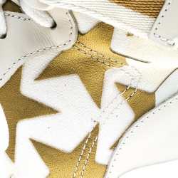 Pre Owned Valentino White Camouflage Canvas and Leather Rolling Rockstud High-Top Sneakers Size 42