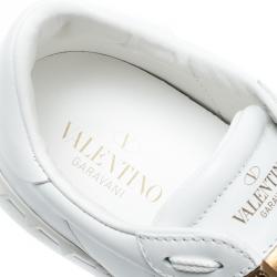 Pre Owned Valentino Bianco/Bronzo Leather Open Low Top Sneakers Size 40