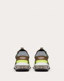 Pre Owned Valentino Green Fabric and Leather Camouflage Bounce Sneakers Size 44