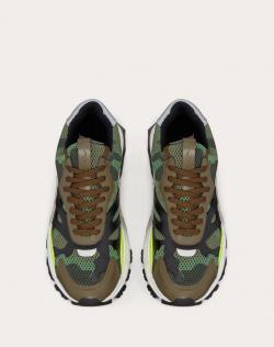 Pre Owned Valentino Green Fabric and Leather Camouflage Bounce Sneakers Size 44