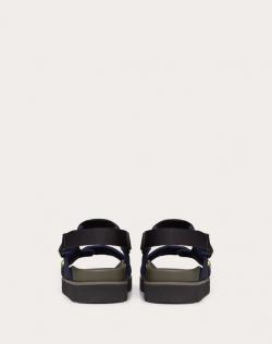 Pre Owned Valentino Military Green/Blue Neoprene VLOGO Back Strap Sandals Size 41.5