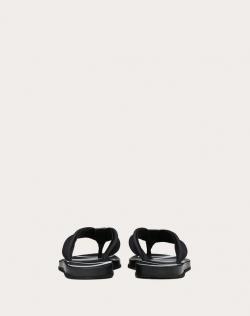 Pre Owned Valentino Black Neoprene and Microfiber VLTN Flip Flops Size 42