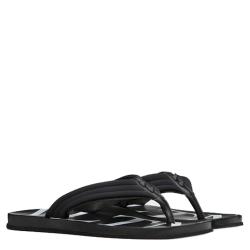 Pre Owned Valentino Black Neoprene and Microfiber VLTN Flip Flops Size 42