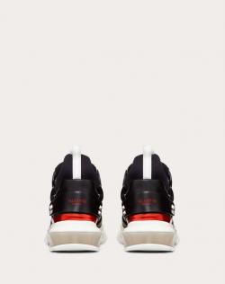 Valentino Black Fabric and Leather VLTN Bounce Sock Sneakers Size 40