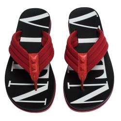 Valentino Red Neoprene and Leather VLTN Flip Flops Size 41