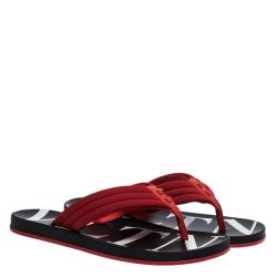 Valentino Red Neoprene and Leather VLTN Flip Flops Size 44